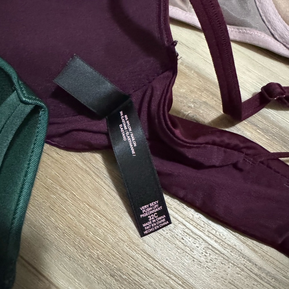 Victoria's Secret Lace and Satin Bra Set - Pink, Red, Purple, Green - Picture 6 of 8